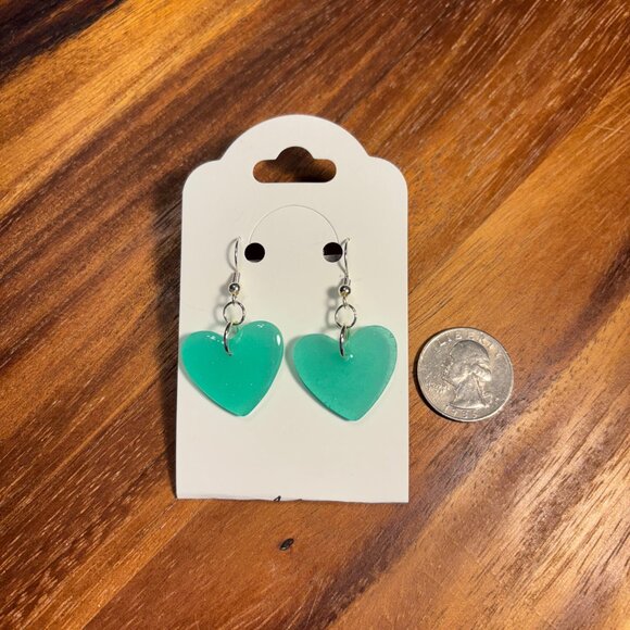 Cyan Heart Earrings - Picture 1 of 1